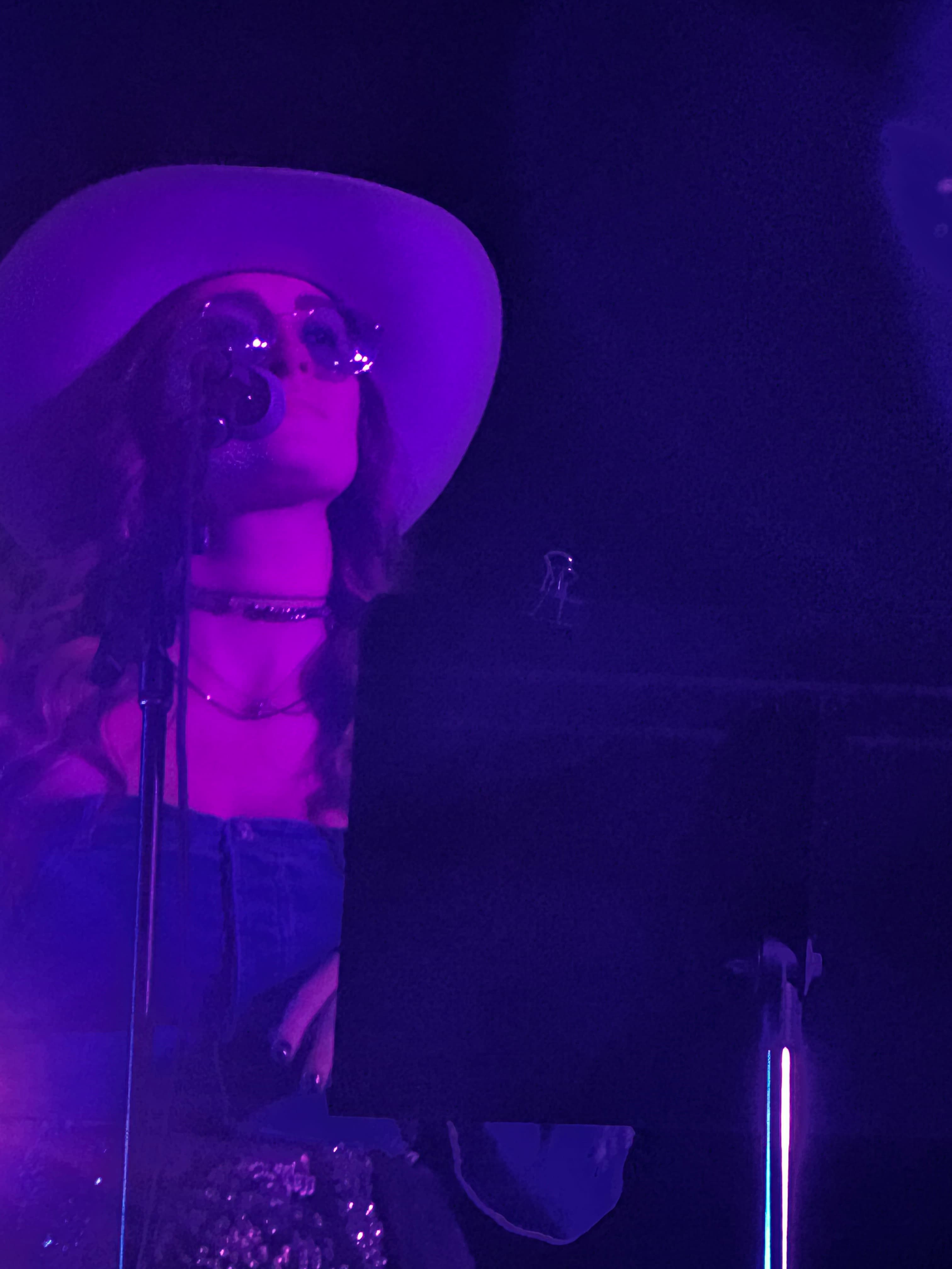Performer — concert, purple lights